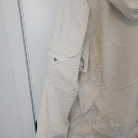 Women's Cabelas Jacket Full Zip 100% Cotten Hooded Off White Sz XL Lightweight - Picture 8 of 8